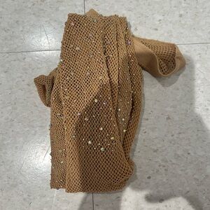 Sparkly Tan Fishnet Tights